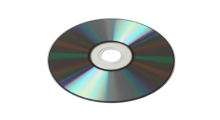 Isolated Silver CD Disc Optical Data Storage Media on Transparent BG