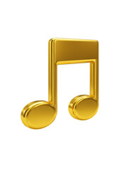 Golden Music Note 3D Render Shiny Harmony Melody on Transparent BG