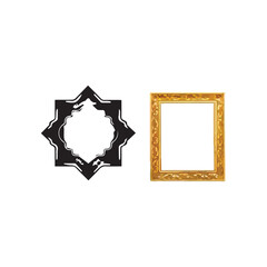 vintage photo frame, Vintage Ornamental Frame Set – Black Decorative and Golden Picture Frame