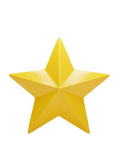 Golden Star 3d Rendering Achievement Symbol on Transparent Background