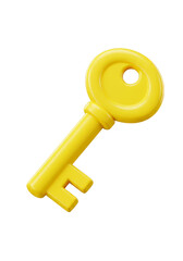 Golden Yellow 3D Illustration of Key Isolated on Transparent Backgroud