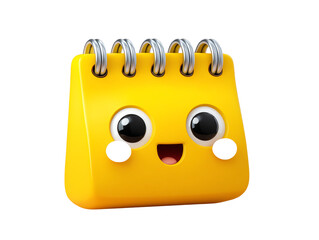 Happy Yellow Notepad Cartoon Character 3D Render Illustration Perfect for Kids Apps and Websites