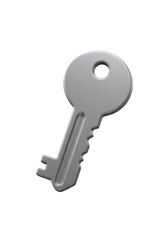 Gray Metal Key Shape Security Lock Access 3d Rendering Illustration
