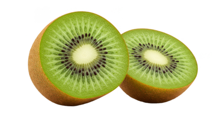 Isolated Sliced Kiwi Fruit Fresh Green and Brown Colors Transparent Png