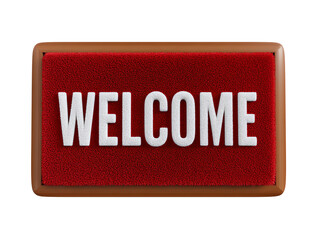 Red Welcome Mat with White Lettering A Warm and Inviting Doormat