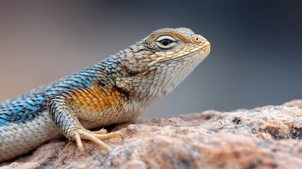 Fototapeta premium Spiny lizard sunbathing on desert rock
