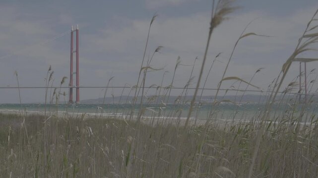 1915 Canakkale Bridge in Canakkale, Turkey. World's longest suspension bridge opened in Turkey. Turkish: 1915 Canakkale Koprusu. Bridge connect the Lapseki to the Gelibolu.
