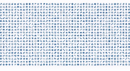Variety of Blue Icon Symbols Set