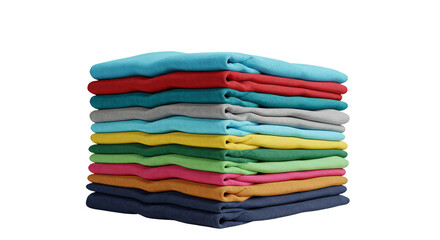 Isolated Stack of Colorful Towels Transparent Background for Laundry