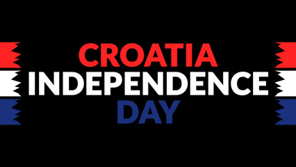 Croatia Independence Day text with side lines on a black background.