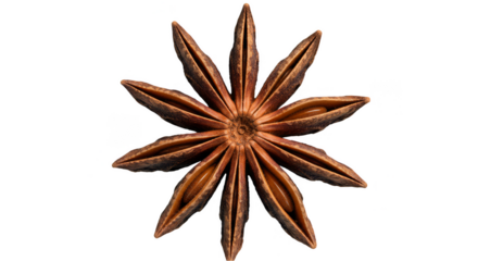 Isolated Star Anise Spice Top Down Transparent Background Aromatic Food
