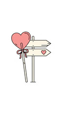 Heart Sign Illustration With Direction Arrow For Valentine's Day Design