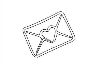 Heart letter continuous one line art. Romantic love date relationship couple silhouette concept vector illustration.