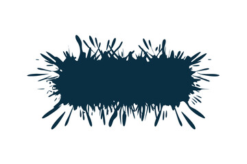 Dark Blue Splatter with Isolated White Background, Abstract Ink Blots Design