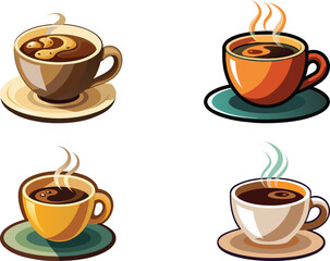 Obraz premium set of coffee cups, coffee restaurant logo vector illustration
