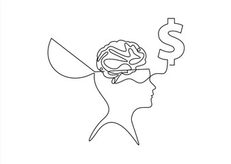 logo vector illustration single continuous line money brain