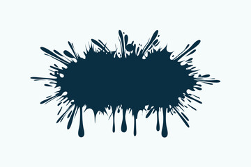 Isolated Navy Blue Ink Splatter, Abstract Blob, Paint Splash on a White Background