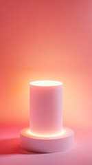 Minimalist Beige Podium with Abstract Geometric Background for Product Display