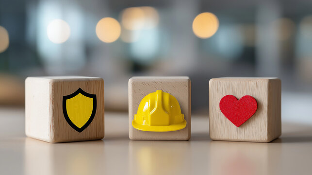 Workplace Health and Safety Awareness Representing Occupational Protection, Employee Risk Prevention, Health Insurance Support and Corporate Responsibility,  Safety First - Powered by Adobe