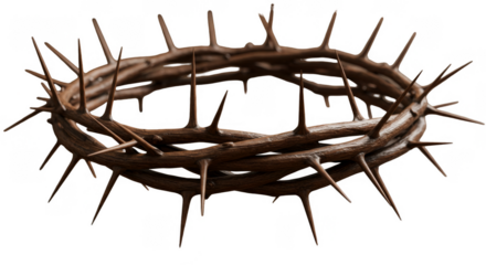 Isolated Transparent Background Image of Crown of Thorns with Twig and Branches