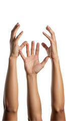 Obraz premium Isolated Transparent Background Image of Male Hands Reaching Upward Gesture