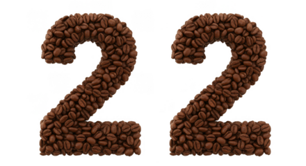 Illustration Number Twenty Two Made From Coffee Beans Isolated Background