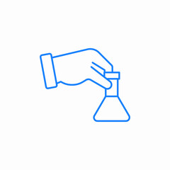 hand holding flask laboratory icon sign vector