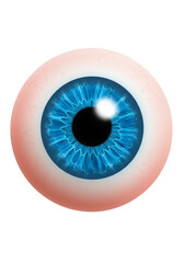 Illustration of a Detailed Blue Human Eyeball with Transparent Background