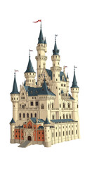 Illustration of a Majestic Fairytale Castle Medieval Fortress Building