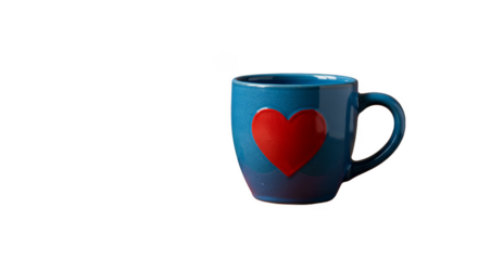 Isolated Transparent Background of Blue Mug Adorned with Red Heart
