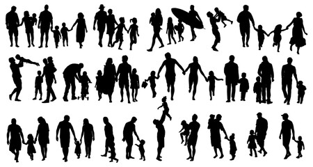 Silhouette vector of family set