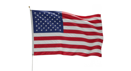 Illustration of American Flag Stars And Stripes Waving On Transparent
