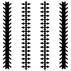 Obraz premium Four Abstract Vertical Patterns in Black and White for Textile Design