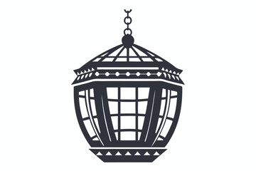 Hanging Ornament Silhouette, Decorative Lattice, Geometric Pattern, Black and White