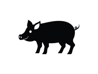 Fototapeta premium Cute pig silhouette icon isolated on white background 