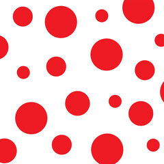 Seamless red polka dot vector on white. Polka dot fabric. Polka dot seamless pattern. Abstract background.