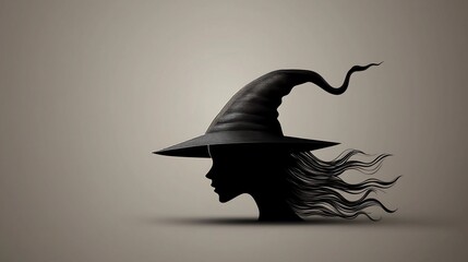 Silhouette of a witch profile, dramatic lighting
