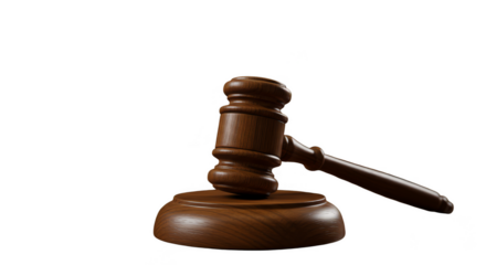 Isolated Transparent Background of Wooden Gavel Judge Hammer Tool