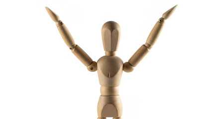 Isolated Transparent Background of Wooden Mannequin Figure Art Model