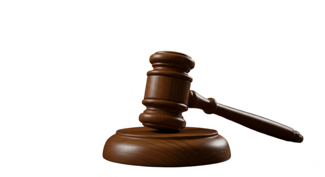 Isolated Transparent Background of Wooden Gavel Judge Hammer Tool