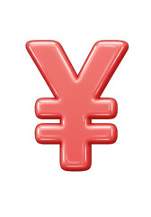 Fototapeta premium Illustration of Glossy Red Yen Symbol Currency Finance on Transparent Background