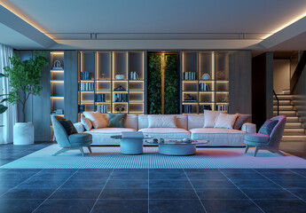 Moody Living Room with Ambient Lighting