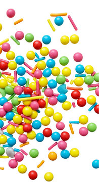 Isolated Transparent Background with Sweet Colorful Sprinkles Decorating