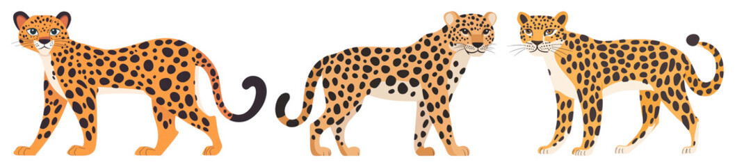 PNG Leopard illustrations with unique patterns, element set on transparent background