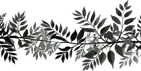 Monochrome Wilderness: A Dance of Leaves vector Artwork