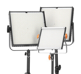 Professional lighting equipment isolated on white. Photo studio tool