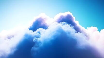 Naklejka premium Soft, Fluffy Clouds Under a Bright Blue Sky Illuminated by Gentle Daylight