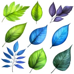 Obraz premium Collection of Colorful Leaves in Various Shapes and Shades Representing Diverse Botanical Flora