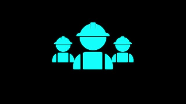 Labor icon vector group of construction builder people persons profile avatar for team work with hardhat helmet in a glyph pictogram . 4k video
