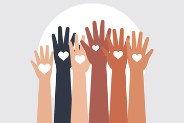 series of silhouetted hands raised high in unison icon vector illustration on Transparent Background. EPS 10